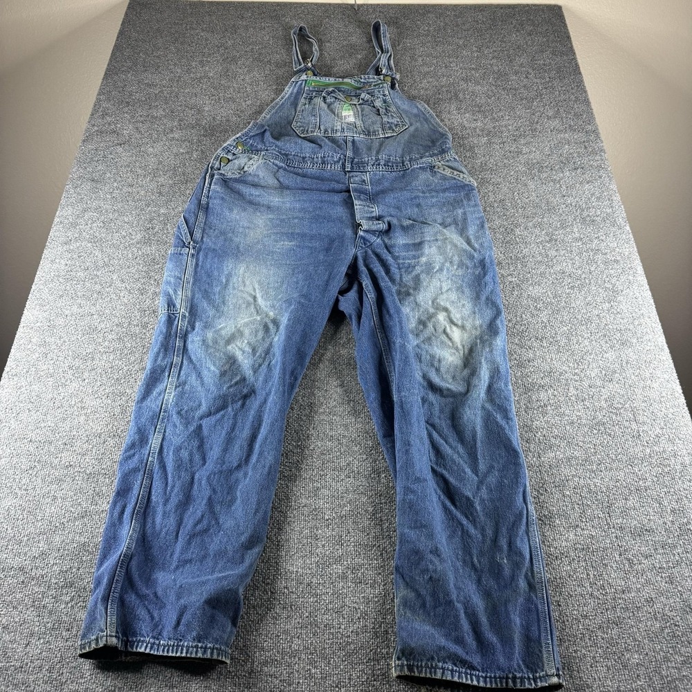 Liberty Bib Overalls Mens 42x31 Blue Denim Carpenter Workwear Distressed